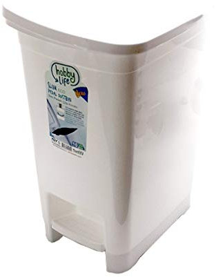 10 Litre Plastic Slim Eco Pedal Bin Dustbin Cosmetic Waste Bin Home & Office Indoor Dustbin (White)
