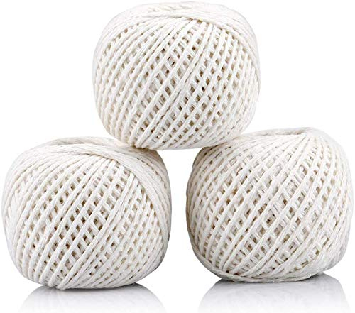 JKG® 3 COTTON TWINE STRING BALLS - Garden String Rope Climbing Plants | Pull From Centre | Jute White Twine String For Crafts | Kitchen Twine | Gift Parcel Twine String Rope | White String Arts Craft