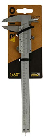 RHINO 46312 - Pie de corte analógico, fabricado en INOX-Precisión 1/50°, gran valor, medidor de profundidad, boquilla de medición interior y exterior