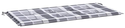 vidaXL Gartenbankauflage, Bankauflage Sitzkissen Outdoor, Polsterauflage Auflage für Gartenbank, Bankpolster Bankkissen, Grau Karomuster 120x50x4cm Oxford-Gewebe
