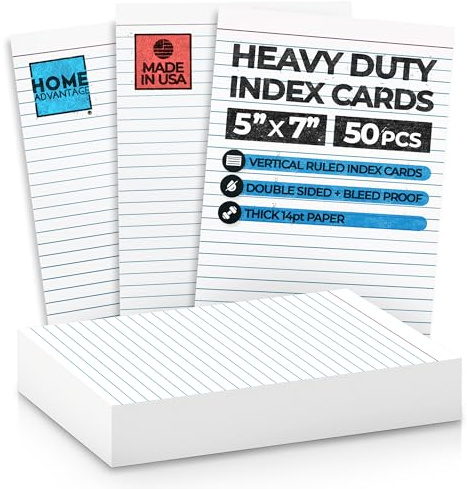 Home Advantage Vertically Ruled White Index Cards, Note Cards