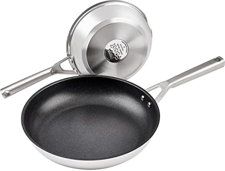 Ninja Foodi ZEROSTICK Edelstahl 2-teiliges Bratpfannenset, 20cm/28cm, langlebig, antihaftbeschichtet, induktionsgeeignet, backofen- und spülmaschinenfest, C62000EU