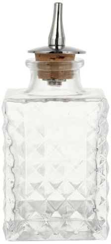 DOITOOL Glass Absinthe Wine Bottle Textured Beverage Dispenser for Whiskey and Cocktails Stylish Mixing Bottle with Lid for Home Bar and Entertaining