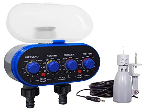 Válvula de agua inteligente Apagado Temporizador de rociadores de jardín Dos salidas Ball Vale Temporizador de riego Sistema de riego automático con sensor de lluvia o sensor de humedad Control remo