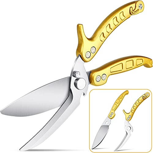 DRAGON RIOT Geflügelschere Abnehmbare, Heavy Duty Fleischschere, Mehrzweck-Küchenschere zum Schneiden von Knochen, Fleisch, Geflügel, Gemüse, Meeresfrüchte und Pizza, Knochenschere Gelb