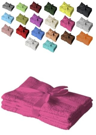 Exklusiv Heimtextil Handduksserie i set med rosett, märkeshandduk, set om 4, 50 x 100 cm, rosa