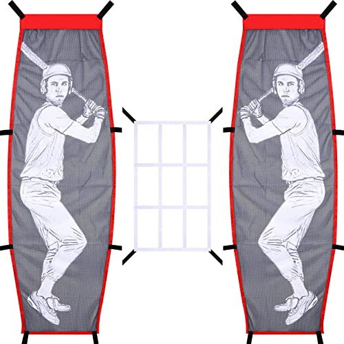 3-teiliges Schlagzonen-Zielnetz-Set, Schnuller, Pitching-Training, Schaufensterpuppe, Sport, Baseball, Softball, Pitching Kit, Rebounder-Netz zum Schlagen für verbesserte Genauigkeit, Sicherheit