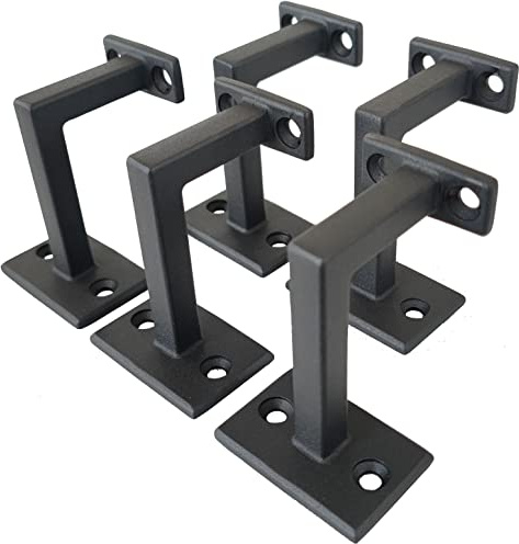 Langdoly 3-3/8 High Swivel Handrail Brackets for Staircase Stair Railing Heavy Duty Black Brackets with Screws (Fixed Stair handrail 5)