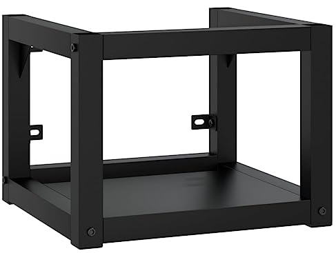 vidaXL Wall-mounted Powder-coated Iron Bathroom Washbasin Frame in Black - Durable, Weather- Basin Stand with Easy Maintenance – 40x38x31 cm