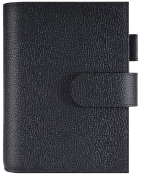 Ox Knight A6 Leder-Planer für Hobonichi, Stalogy, Midori Hibino, Leuchtturm1917 und mehr, mit Stiftschlaufe, Kartenfächern, Rückentasche und Lesezeichen, Schwarz