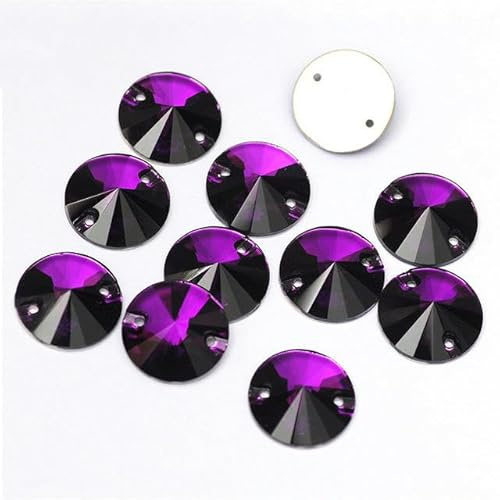 3200 Cucire Strass Di Cristallo Fai Da Te Pietre Di Vetro Con Parte Posteriore Piana Per Cucire Strass Per Ricamo-Velluto Viola, 12mm 28 Pezzi