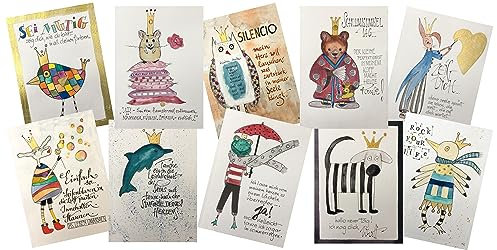 MuTBooK Tierisch aufgelegt - Kartenset Impulse für den Tag mit 10 modernen und stylishen Spruchkarten zum Dekorieren oder Verschenken. Sprüche und Statements Handlettering