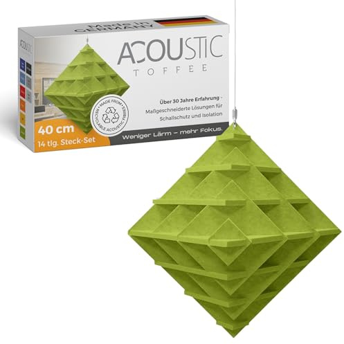 platino24 „CUBO“ 3D-Akustik-Objekt Würfel für optimale Raumakustik I Schallabsorber für Decke in innovativem Design I Größe: 40 cm I Recyclebares & anhaltendes Absorber-Element