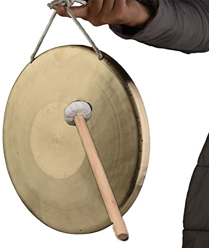 Gong de mano de 30 cm, platillo, gong, instrumento de percusión de ópera de iglesia con martillo redondo(Color:31cm,Size:)