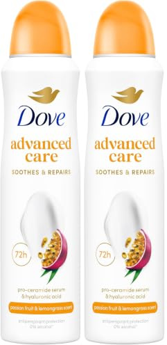 Dove Advanced Care Go Fresh Passion Fruit & Lemongrass Scent Anti-perspirant Deodorant Spray with Triple Moisturising technology aerosol for 72 hours of protection 150 ml (Pack of 2)