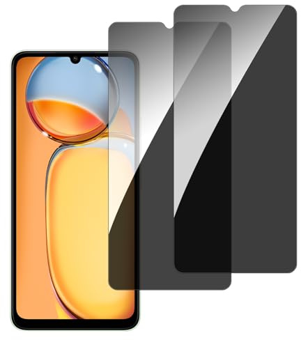 chejuza Privacy - Protector de pantalla para Xiaomi Redmi 13c 4g/5g [2 unidades], dureza 9H, cobertura completa anti espía de cristal templado, HD protección de pantalla
