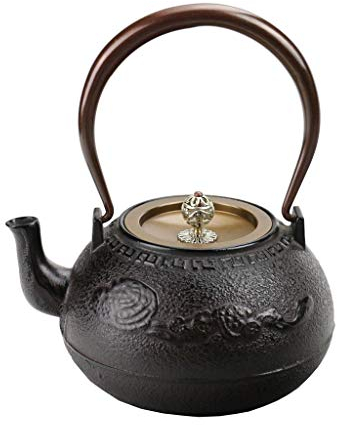 Bollitore for tè classico, Teiera in ghisa, Bollitore for teiera in ghisa giapponese con parete interna ossidata non rivestita, Teiera in ghisa da 1,2 litri Fondo piatto for fornello a induzione a car