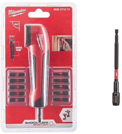 Milwaukee 4932471274 Shockwave Impact Duty Right Angle Attachment 11 Piece & Electric Tools 48-32-4532 Bit Impact Locking Holder 6In