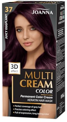 Joanna Multi Cream Color Haarfarbe für Frauen - Sorgt für Lang Anhaltende Farbe - 3D-Tiefeneffekt - Deckt Graue Haare ab - Ansatzfarbe - Farbe Aubergine Pur 37 - Komplettset