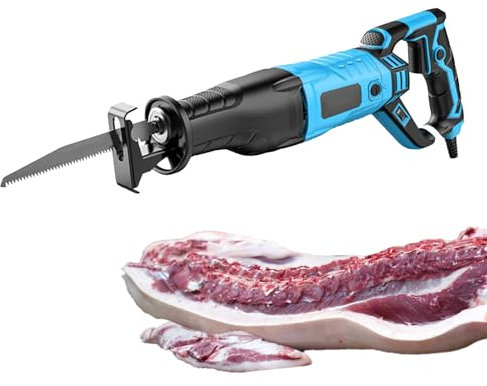 MáQuina De Sierra para Huesos EléCtrica De 1050 W, Sierra De VaivéN De Mano para Cortar Madera, Metal Y PláStico, Juego De Cortador De Carne con Sierra Manual EléCtrica con 4 Hojas De Sierra