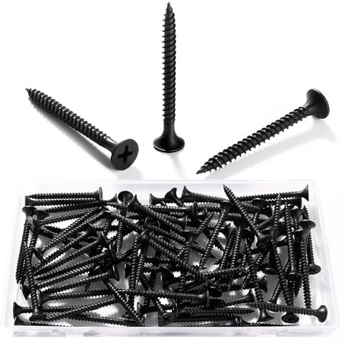 VooGenzek 80 Pièces M3.5 * 40 mm Vis à Bois À Filetage Épais, Vis Cruciformes, Vis Autotaraudeuses, pour Cloisons SèChes, Meubles En Bois, Noir