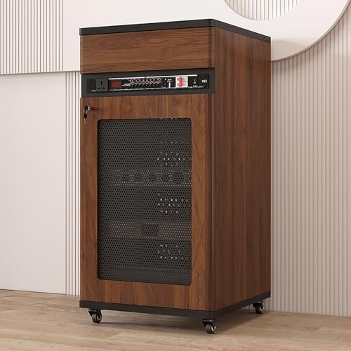 TV Rack HiFi Regal Audio Schrank,Medienaufbewahrungsschrank,AV-Schrank,mit Stauraum,Audio Video Record Player Stand Cabinet,für DVD-Player/Router im Spielzimmer oder Aufnahmeraum.(Walnut,52x55x108cm)