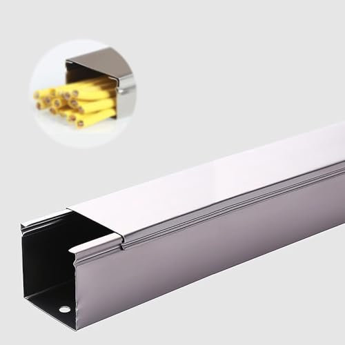 HDYZJQ cable trunking Metal Cord Hider/Management Raceway of Cables, Cord Organizer Box with Lid for Network/PC/TVs, Floor/Wall Mounted Cables Concealer for Wires(50x50mm (2 x 2in))