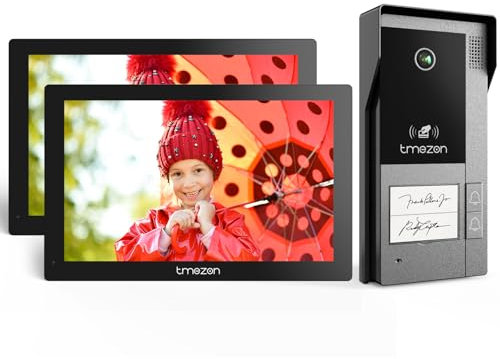 TMEZON Videoportero WiFi 2 Hilos,1080P Timbre Video Sistema Intercomunicador,Pantalla táctil IP de 7,Detección de Movimiento Humano,Desbloqueo por App/Tarjeta RFID,Grabación y reproducción,2 Familia