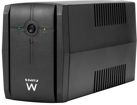 Ewent Alimentation sans Interruption,Off-Line UPS,Onduleur 780VA (390W) 250V,Protection Contre Les surtensions et Les coupures de Courant,2 Prises Schuko EU,AVR Line Interactive pour PC,Modem,Console