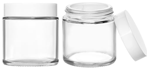 4 oz Glass Jars with Lids & Inner Liners, 2 Pack Small Glass Jars Thick Round Airtight Travel Containers for Cosmetics Cream Lotions Powders | Candle Making Jar