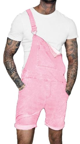Mens Dungarees Bib and Brace Denim Overall Jeans Jumpsuits Casual Lightweight Soild Color Vintage Romper Fashion Relaxed Slim Fit Jumpsuit Festival Shorts Cargo Trousers Shortall Hippy Clothes