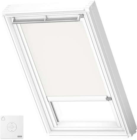 VELUX Solar Powered Blackout Blind (DSL), White Frame, MK06, White | Solar Operation, Remote Controlled, Gradual Adjust