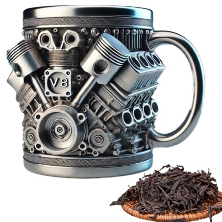 Vmiorzq Mug En Acier Inoxydable | Mug Isotherme Nomade 300 ml - Double Paroi Vide Large Ouverture Anti-Fuite Gourde Design Moteur pour Voiture Pique-Nique Randonnée Sport Extérieur