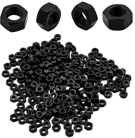 200Pcs M3 Grade 8 Hexagon Nuts Black Carbon Steel, Hex Drive, Black, for Industrial, Construction, Home Fasteners