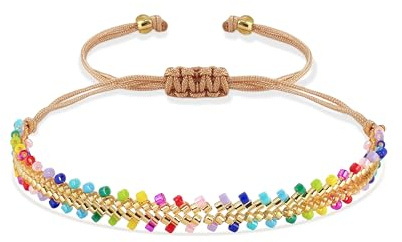 Joya Love Bunt Exquisites Freundschaftsarmband für Damen, Surfer-Geschenk, Bohemian-Statement-Muster, Rocailles-Perlen, handgefertigt, verstellbares Armband