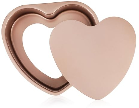 VICASKY Stampo Per Torta a Forma Di Cuore 8 Pollici in Acciaio Al Carbonio Base Rimovibile, Tortiera Spessa Resistente Per Cottura in Forno, Per Anniversari e Uso Domestico