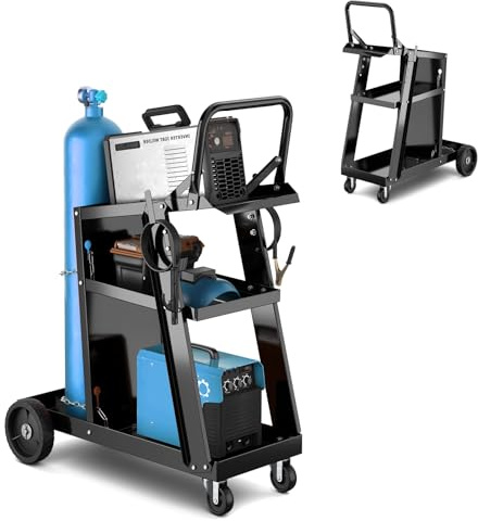 SOARS - Carro de taller para almacenamiento de herramientas de 3 niveles, con 2 cadenas de seguridad y bandeja inferior, 2 ganchos laterales, carga 50 kg, 70 x 38 x 87 cm, para taller, garaje