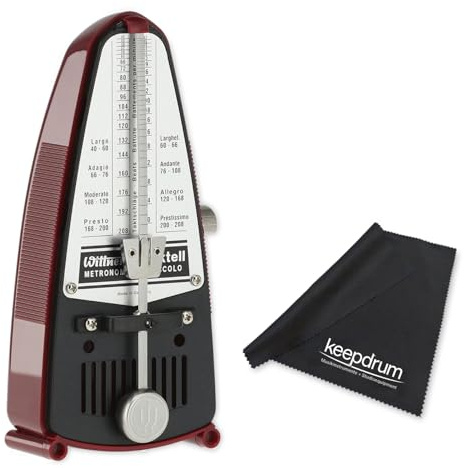 Wittner mechanisches Metronom 834 Taktell Piccolo Rot mit keepdrum Mikrofasertuch