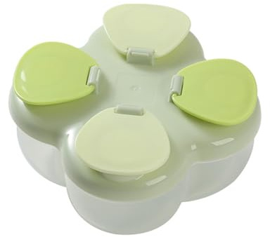 Contenitore multiuso per alimenti a 4 sezioni, con coperchio sicuro, design portatile per latte in polvere per neonati, dispenser multiuso con cucchiaio