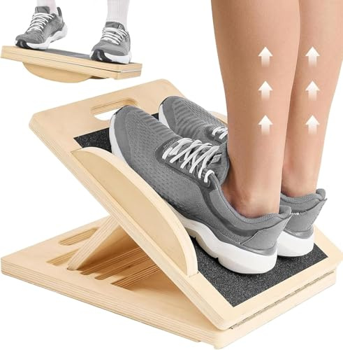 Tabla de equilibrio y tabla inclinada de madera, ajustable, para ejercicios de fisioterapia, entrenamiento de equilibrio, 1,8 cm de grosor de la placa de madera, para sentadillas, estiramiento
