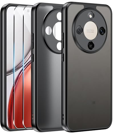 Effcotuo Funda para Honor Magic 8 Lite 5G Case 2 Protector de Pantalla Cristal Templado, Funda de Silicona Flexible + PC Acrílico Carcasa Respaldo Translúcida Mate Slim Antigolpes Cover