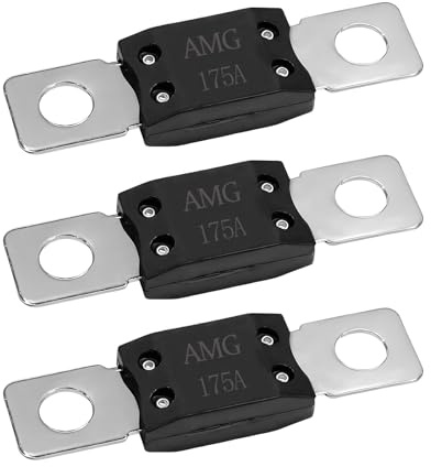 Sbulhia 3 PCS 175A MEGA Fuse, Copper Alloy High Current Bolt-on Automotive Fuses, Stud Mount AMG Fuse for Cars Trucks Caravans Boats Construction Vehicles, Car Accessories
