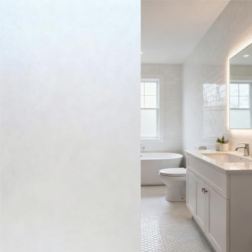 Window Privacy Film Frosted Glass Static Clings 19.7 x 196 Inch Frosted Bathroom Frosting Decorative Heat UV Blocking Anti-Glare Strong Static Clings to Glass Windows (17.5 x 78.74)