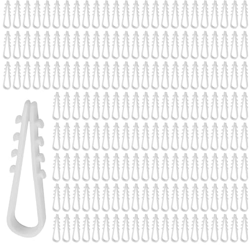 200 Stück Dübelklemmschelle 5-10mm, Universelle Plastik U-Form Kabelhalter | Weiße Nylon Schlaufendübel, kabelbefestigung Unterputz Schlitz, für Kabel & Rohre, Verschleißfest, 2 Packungen