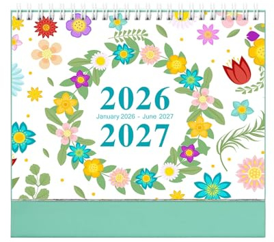 Calendario Da Tavolo 2026-2027, Pianificazione Organizzata Elegante, 22x18x3 Cm, Decorazione Da Scrivania Con Rilegatura A Di 18, Pianificatore Di Calendario Mensile, Decorativo Per La Sc