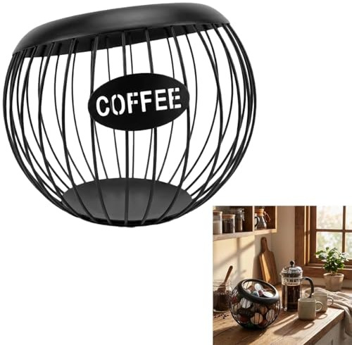 Kaffekapslar förvaring metall, kapselhållare, kaffekapsel förvaring, stor kapacitet kaffepods arrangör för disk och kök, svart