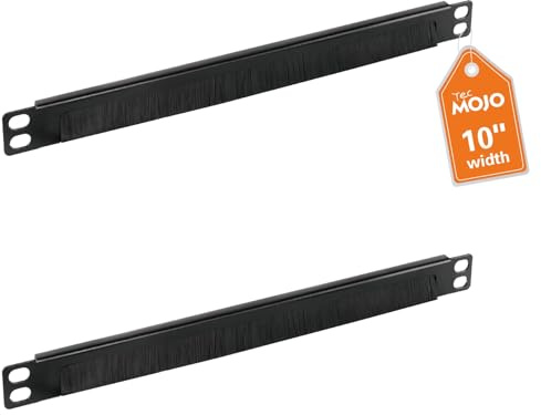 Tecmojo 25 cm (10 tum) 0,5U kabelhanteringsborstpanel för 10 tum breda serverskåp, rackmontering, kabelorganisatör för nätverksskåp (borstpanel 2 stycken)