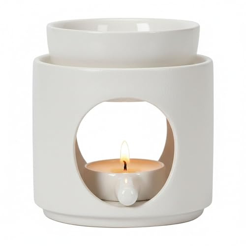 Duftlampe für Ätherische öle Duftlampe Ambiente Teelicht Räucherstövchen, Stövchen für ätherische Öle, Duftöl und Duftwachs, Keramik Aromalampe für Zuhause und Schlafzimmer (Weiß)