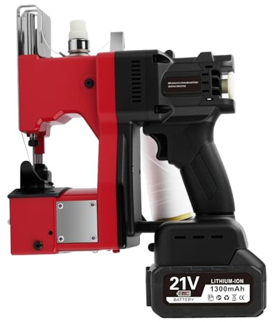 Risegun Machine à coudre électrique pour sacs, Sac D'emballage Électrique Couture Closer Stitcher avec 2 batteries 1300 mAh pour sacs/tissu/riz/papier 220V