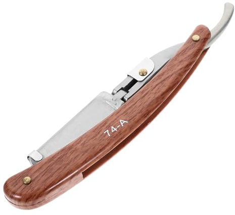 Mipcase Herren Rasiermesser Holzoptik Kunststoff Griff Gerader Winkel Rasierer für Salon Heimgebrauch mit Sicherem Schneidschutz Zufälliger Stil